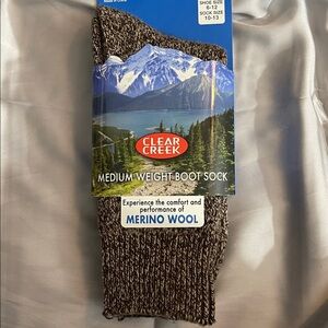Merino Wool Medium Weight Boot Sock Size 6-12 Brown NWT